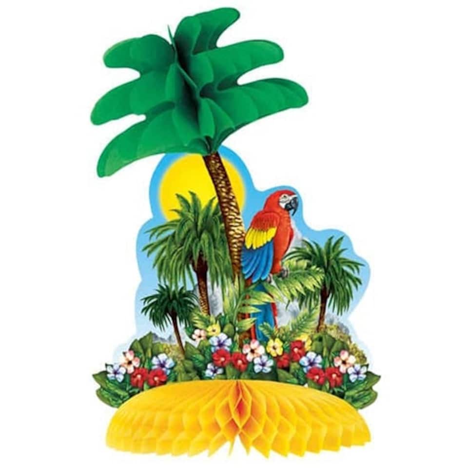 Tropical Island with Parrot Honeycomb Table Centrepiece Decoration 30cm