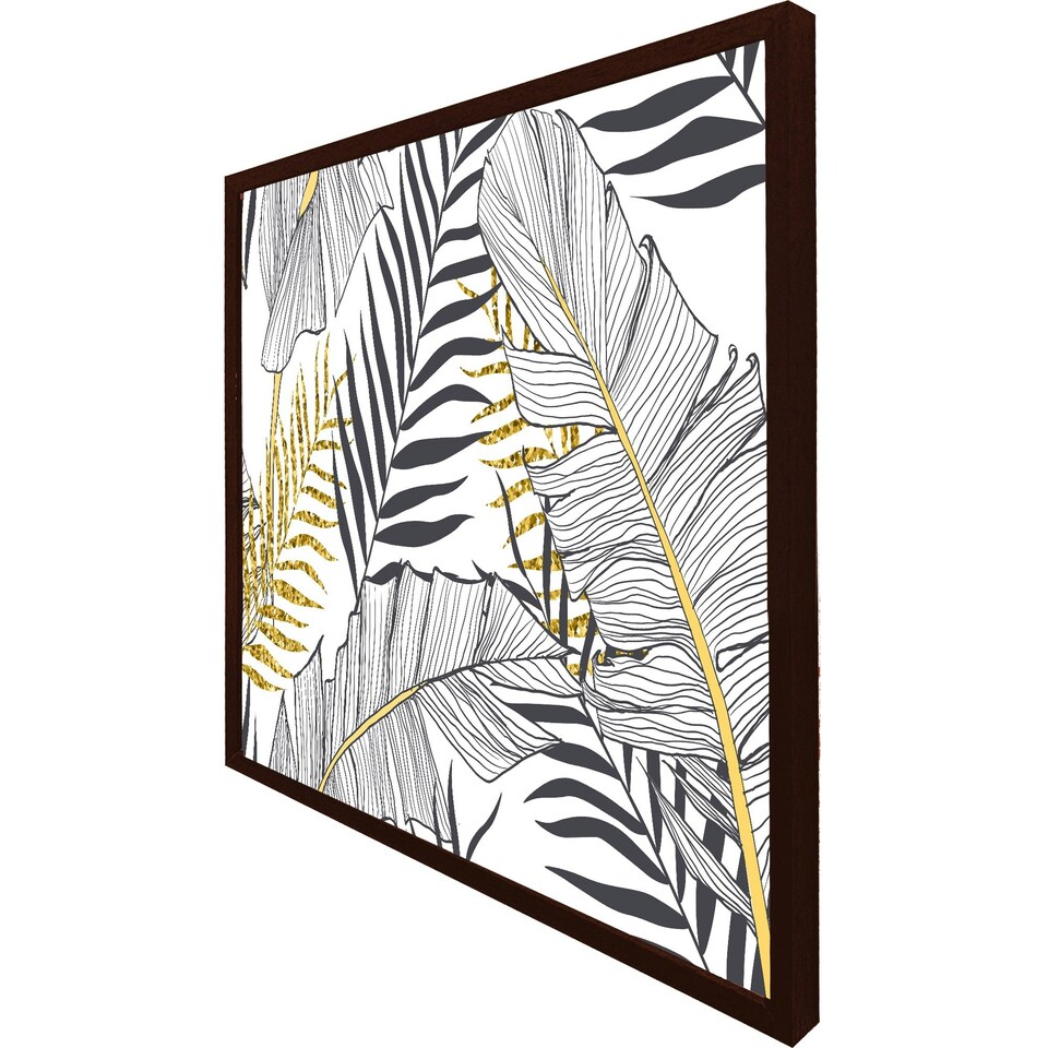 image 1 of Gold & black leaves (Picture Frame) Black | XL