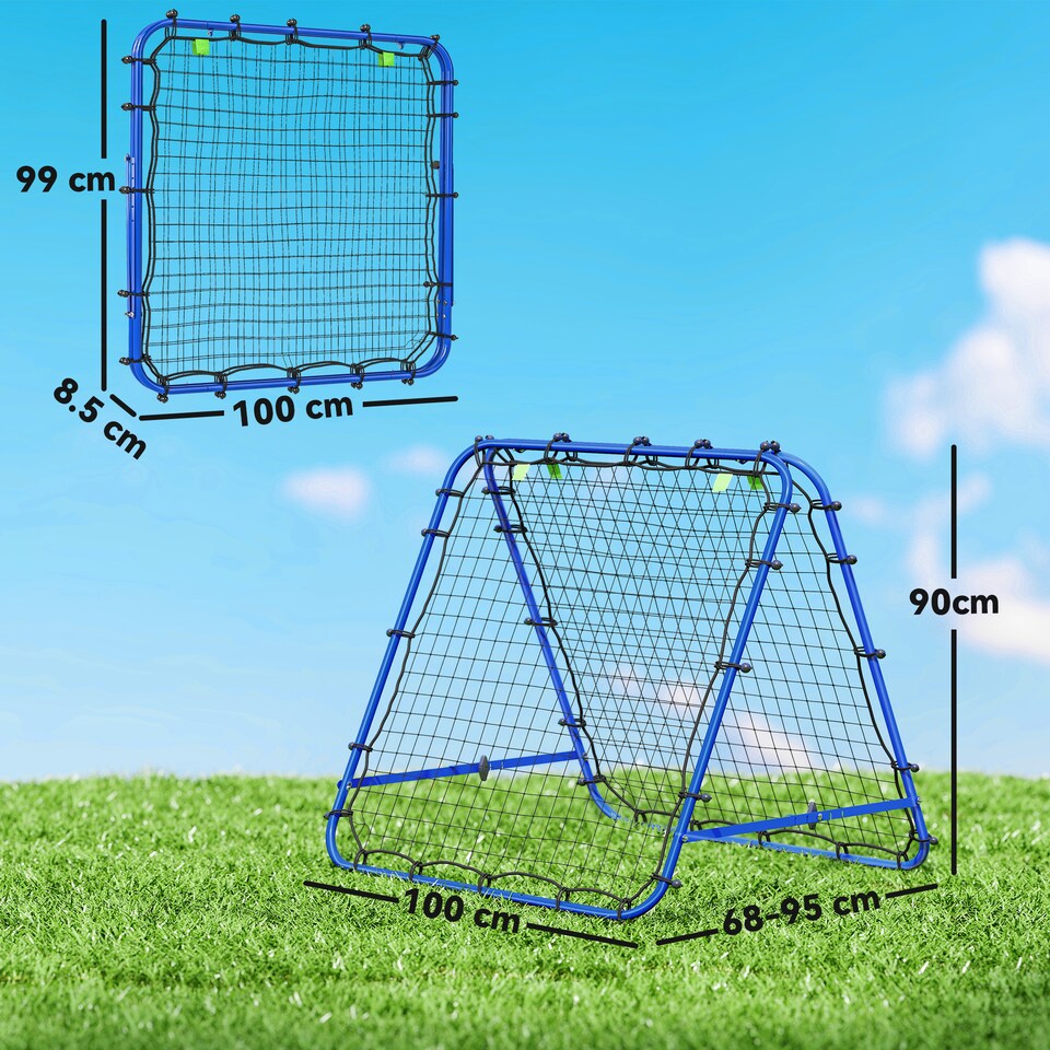 image 1 of HOMCOM Rebounder Net Football Target Goal with Adjustable Angles, Blue