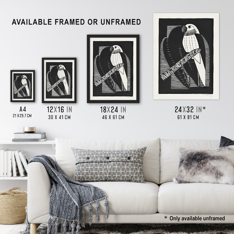 image 1 of Stylised Parakeet Birds Samuel J De Mesquita Huge Wall Art Poster Print 24X32"