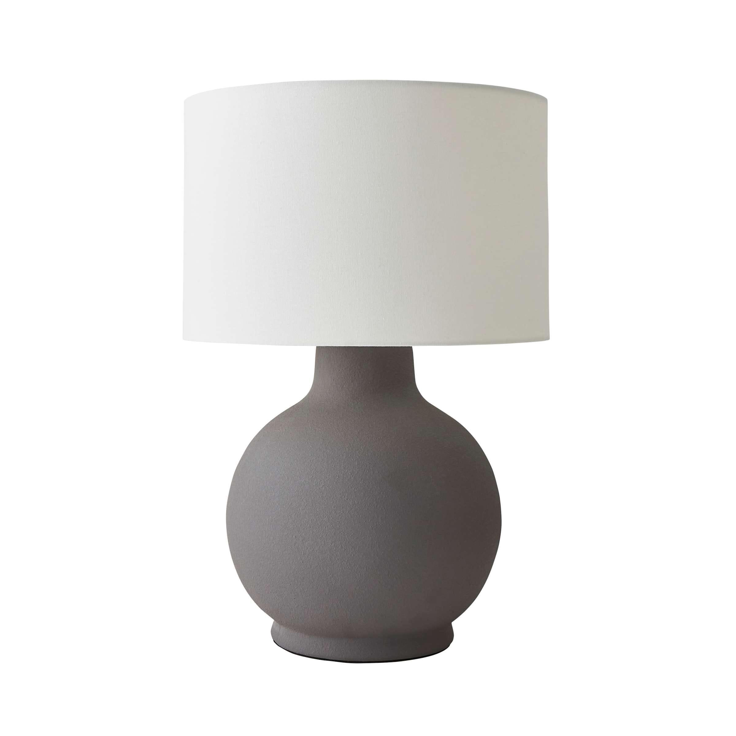 ValueLights Blair Natural Linen Durm Shade Hand Finished Ceramic Stonewear Table Lamp in Grey