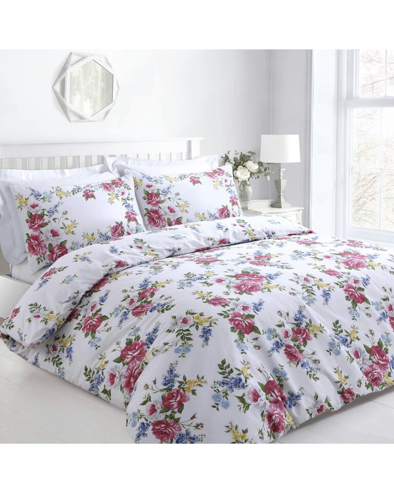 image 1 of Velosso Vintage Floral Printed Cotton Blend Duvet Cover and Pillowcase Set | Multi | Single