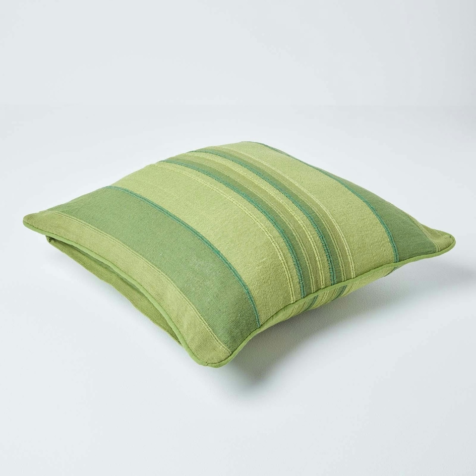 image 1 of Homescapes Cotton Striped Green Cushion Cover Morocco - 45 x 45 cm | Green | Green | 45 x 45 cm