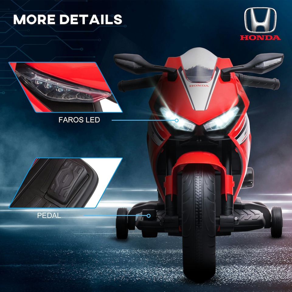 image 1 of HOMCOM Honda Licensed 6V Kids Electric Motorbike Ride On Car for 3-5 Years Red