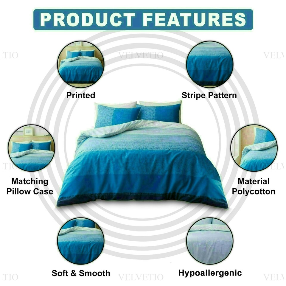 image 1 of Kinglsey Printed Duvet Cover Set Reversible Polycotton Beddings Multi | Double