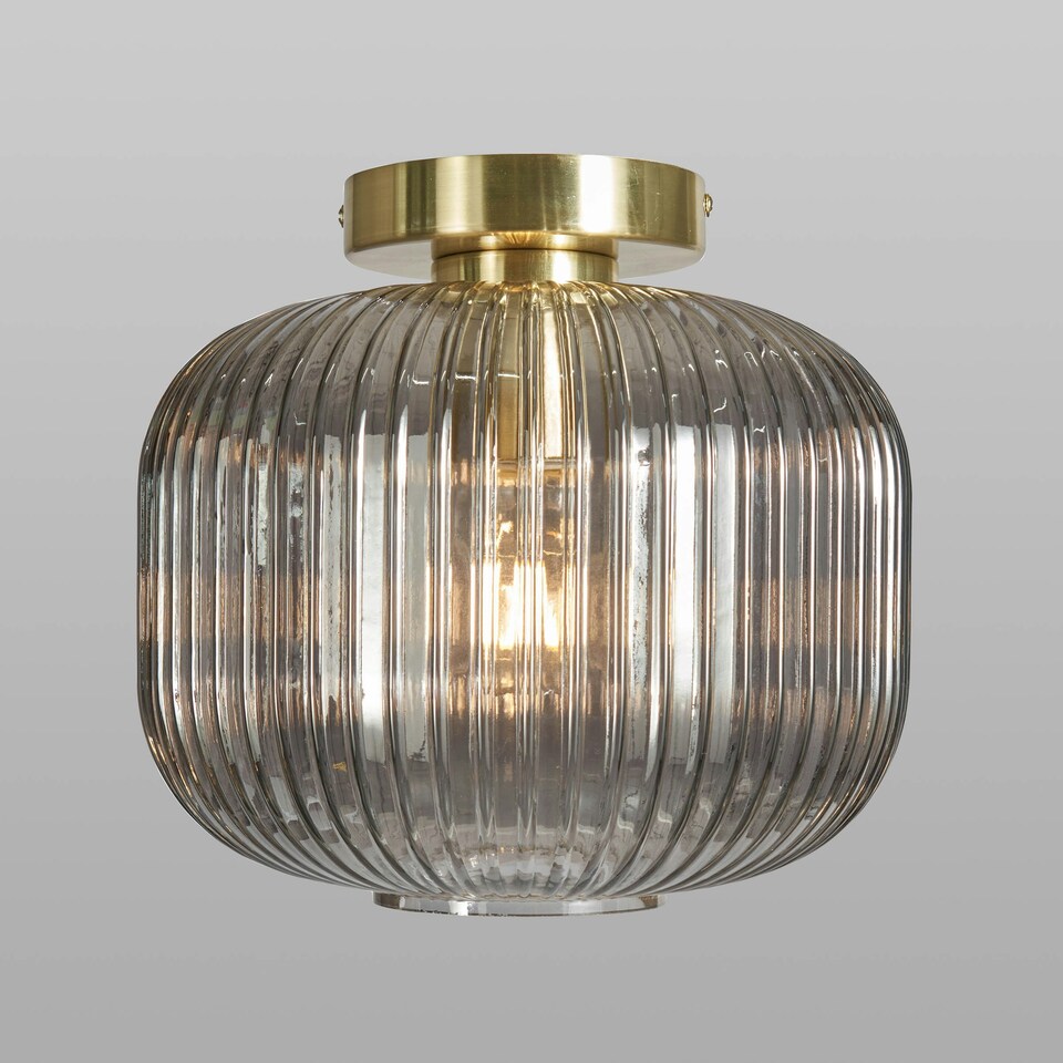 image 1 of BHS Lyna 1 Light Flush Ceiling Light, Satin Brass