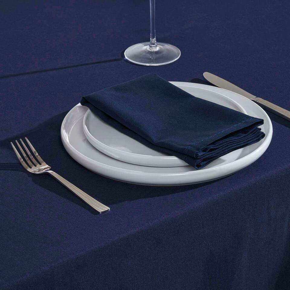 image 1 of Homescapes Navy Blue Tablecloth - 178 x 300 cm Blue