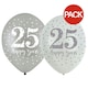 image 1 of Amscan 25th Happy Years Latex Balloon (Pack of 6) - Silver/White - One Size Multi