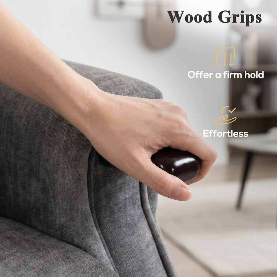 image 1 of HOMCOM Power Lift Recliner Chair with Vibration and Heat, Wood Grip