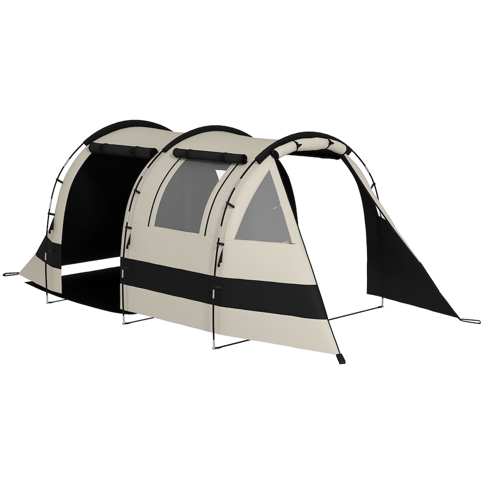 image 1 of Outsunny Blackout Camping Tent with Bedroom & Living Room for 4-5 Person, Black