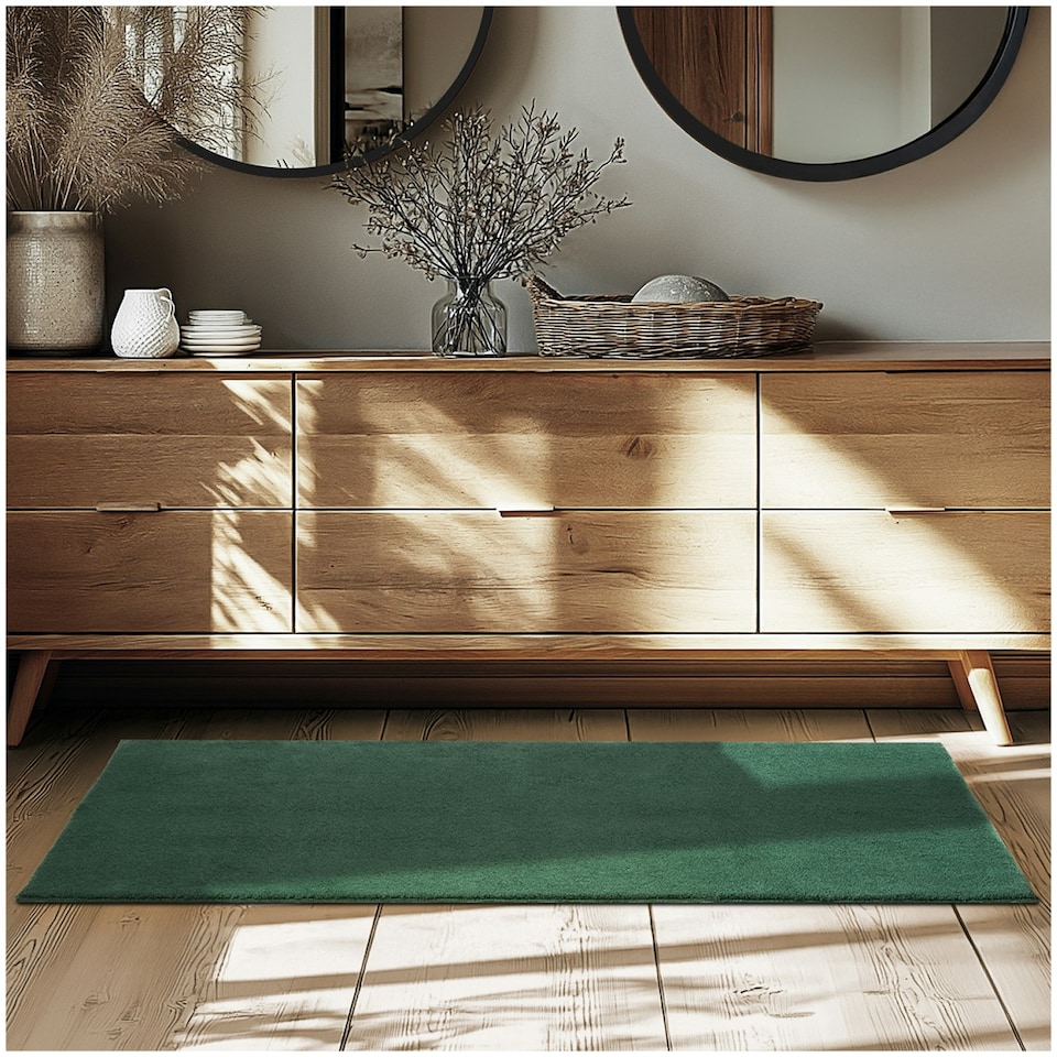 image 1 of Rug Zonelle - short pile and ultra-soft, rectangular or round Green | 80 x 150 cm