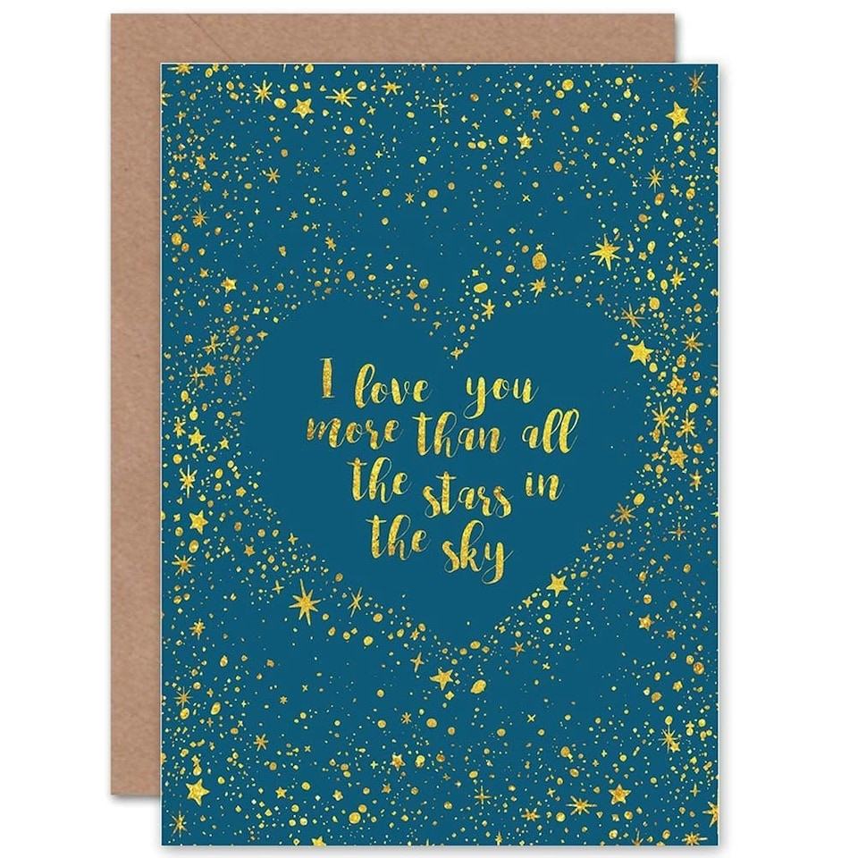 image 1 of Quote Love You Star Sky Romance Cute Message Anniversary Valentines Day Card