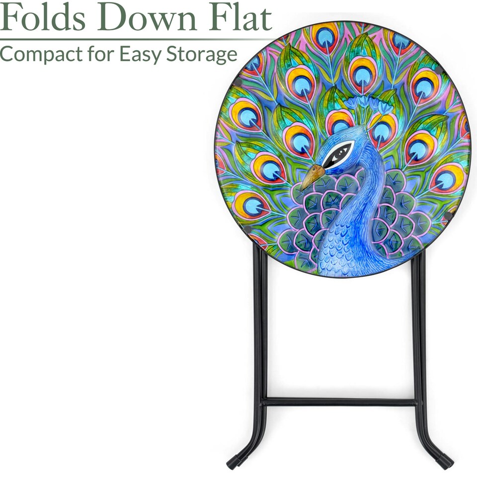 image 1 of Glass Peacock Garden Table