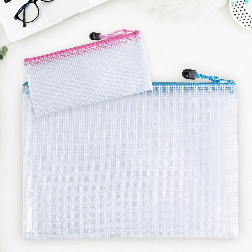 image 1 of Pack of 12 A6 Grey PVC Mesh Zip Bags