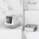 image 7 of PawHut Extra Large Stainless Steel Cat Litter Tray with Scoop, Flip Top Grey