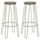 image 4 of Interiors by Premier Set of 3 Silver Frame Bar Table Stool Set , Hairpin Stool for Kitchen Counter, Elm Wood Metal Frame Stool