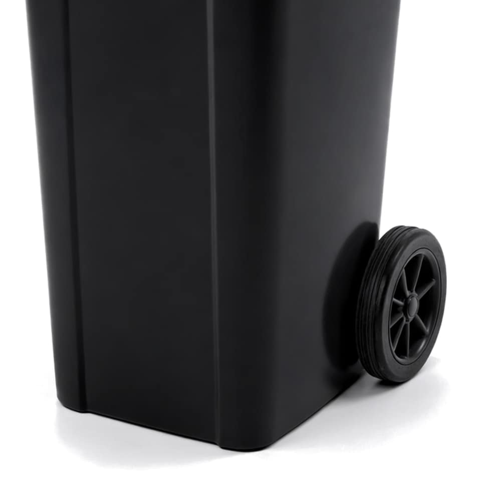 image 1 of 240L Black Wheelie Bin for Household Outdoor Garden Waste with Rubber Wheels