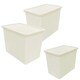 image 3 of 2 x Large Cream Stackable 80 Litre Plastic Rattan Storage Containers With Lids Cream