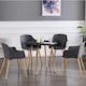 image 7 of Set of 2 Eden Modern Dining Chairs, Faux Leather Padded Cushion & Solid Wooden Legs Grey