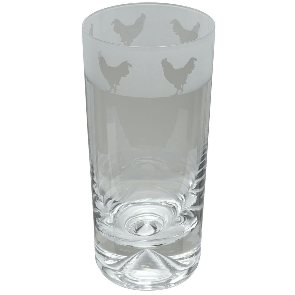 Animo Glass Highball Glass Etched Tumbler Cockerel