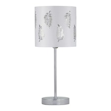 Chrome Stick Table Lamp with White Fern Shade Chrome | White
