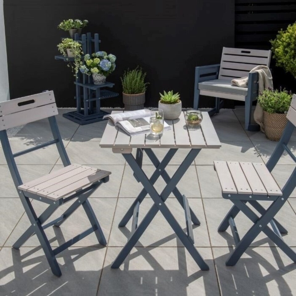 image 1 of Norfolk Leisure Florenity Eucalyptus Galaxy 2 Seat Bistro Set In Greywash/Blue