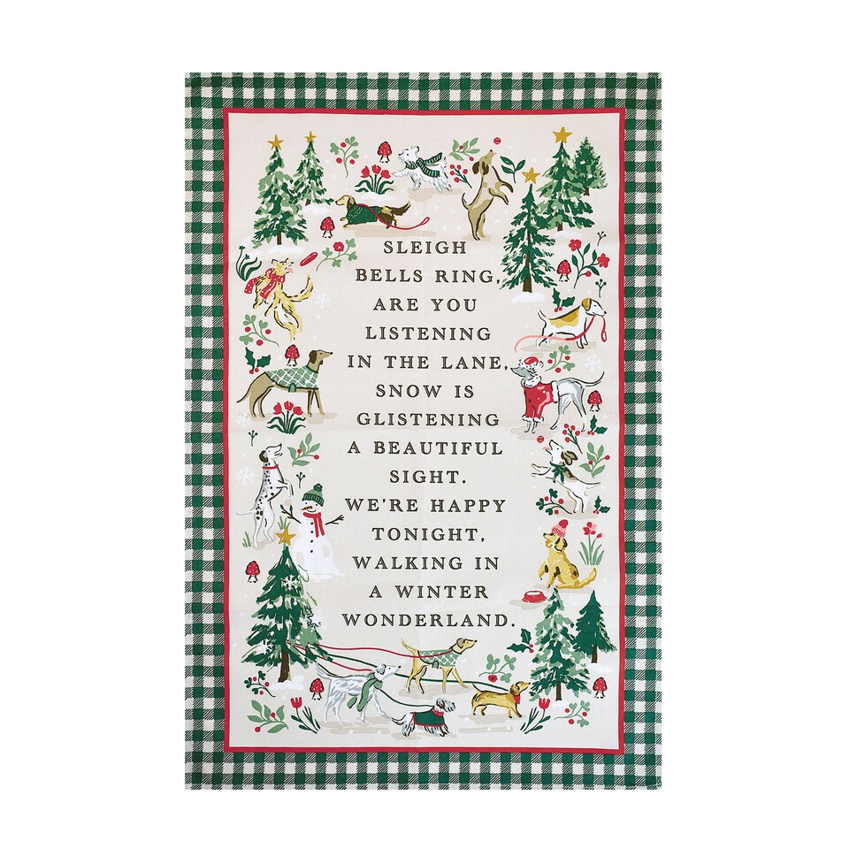 image 1 of Ulster Weavers Winter Walkies Tea Towel - Cotton Beige