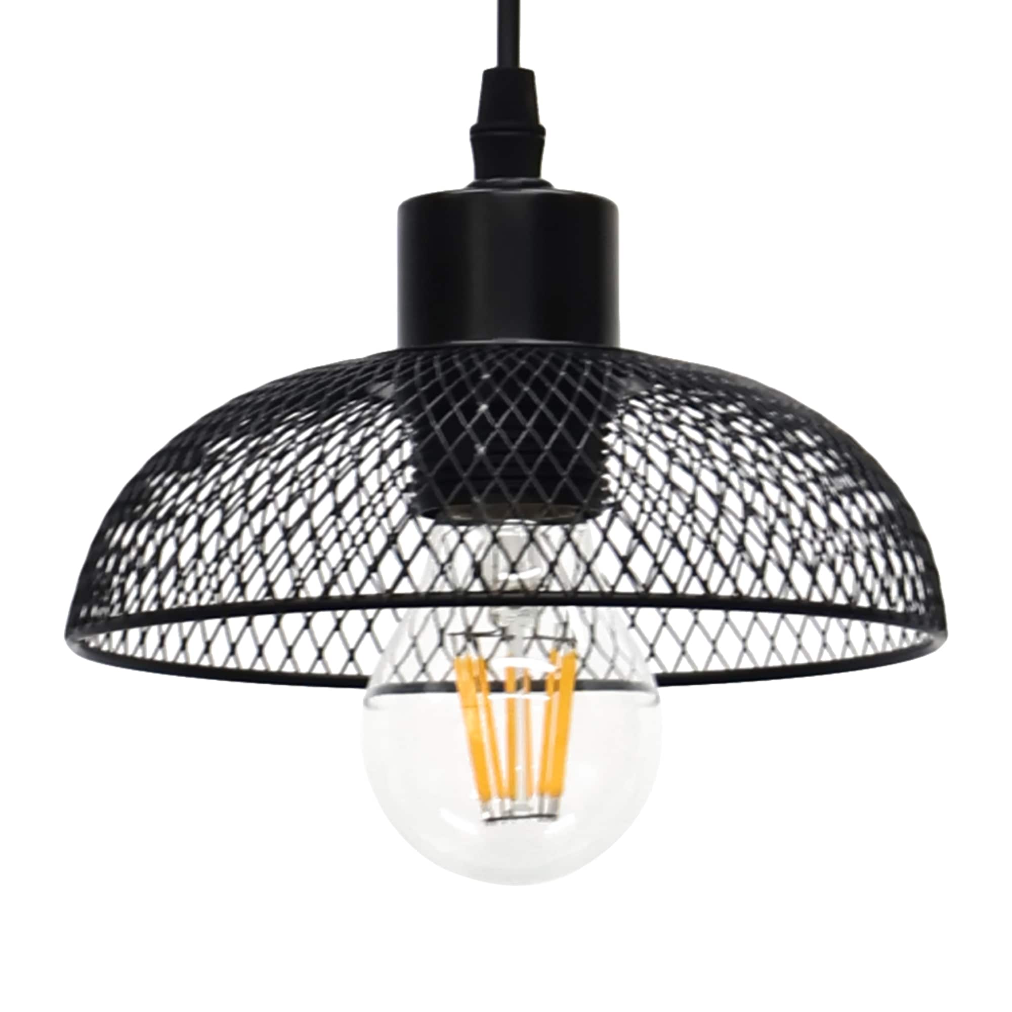 First Choice Lighting Cassidy - Small Black Mesh Easy Fit Metal Pendant Shade