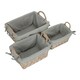 image 2 of Set of Three Wicker Antique Wash Finish Handled Grey Cotton Lining Storage Basket | Grey | Grey | Not provided