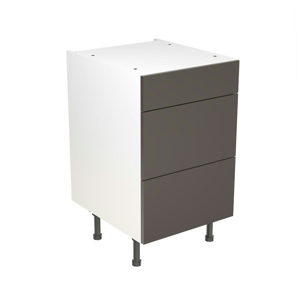 image 1 of 3 Drawer Base Unit 500mm w/ Slab Cabinet Door - Super Gloss Graphite Grey | Super Gloss Graphite