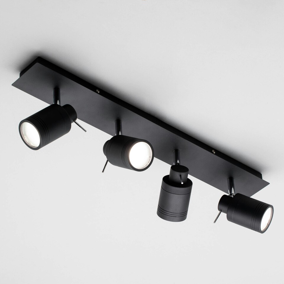image 1 of BHS Hector Bathroom Ceiling Spotlight Bar | Black | Matte Black | 1