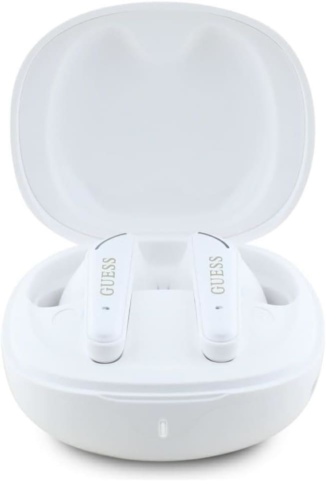 image 1 of Guess Glossy Classic Logo TWS Wireless Earphones White - GUTWST7FCEEH