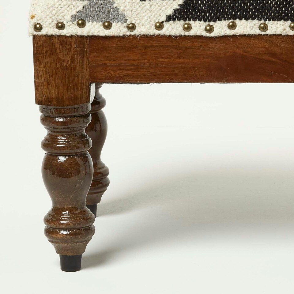 image 1 of Homescapes Agra Handwoven Kilim Footstool - 50 x 30 cm