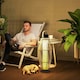 image 2 of Outsunny 72 cm Rattan Solar Floor Lamp, Auto On/Off LED Garden Light, Grey Grey | Grey