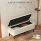 image 3 of HOMCOM Storage Ottoman Bench, Linen Fabric Footstool with Steel Legs Cream White