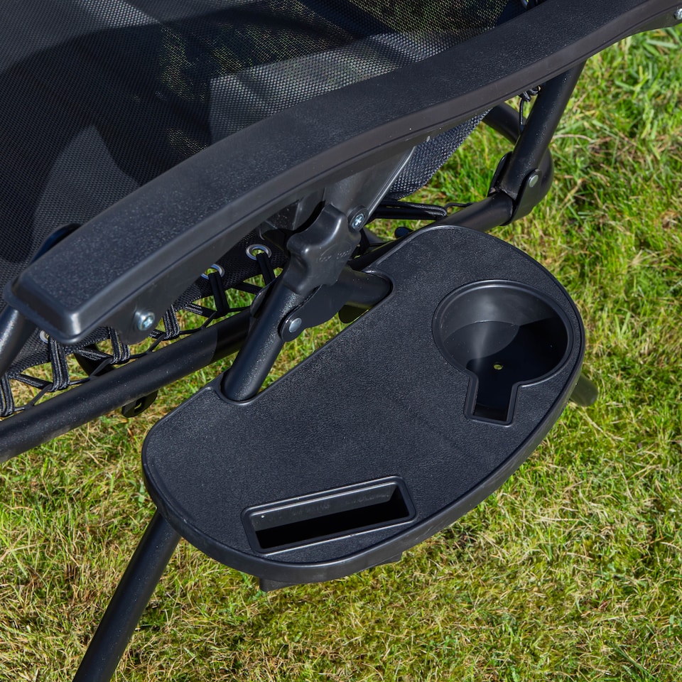 image 1 of Multi Position Garden Gravity Relaxer Chair Sun Lounger with Sun Canopy in Black | Black | Black