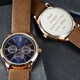image 1 of Personalised Mens Rose Gold Tone Watch with Brown Strap and Presentation Box
