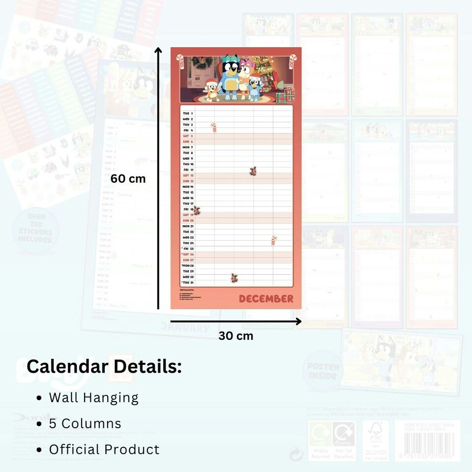 image 1 of BLUEY 2026 FAMILY ORGANISER CALENDAR