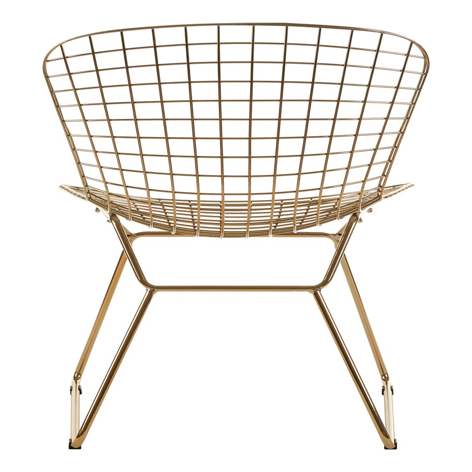 image 1 of Interiors by Premier Gold Metal Grid Frame Wire Chair, Comfortable Seating Garden Wire Chair, Easy Cleaning Wire Frame