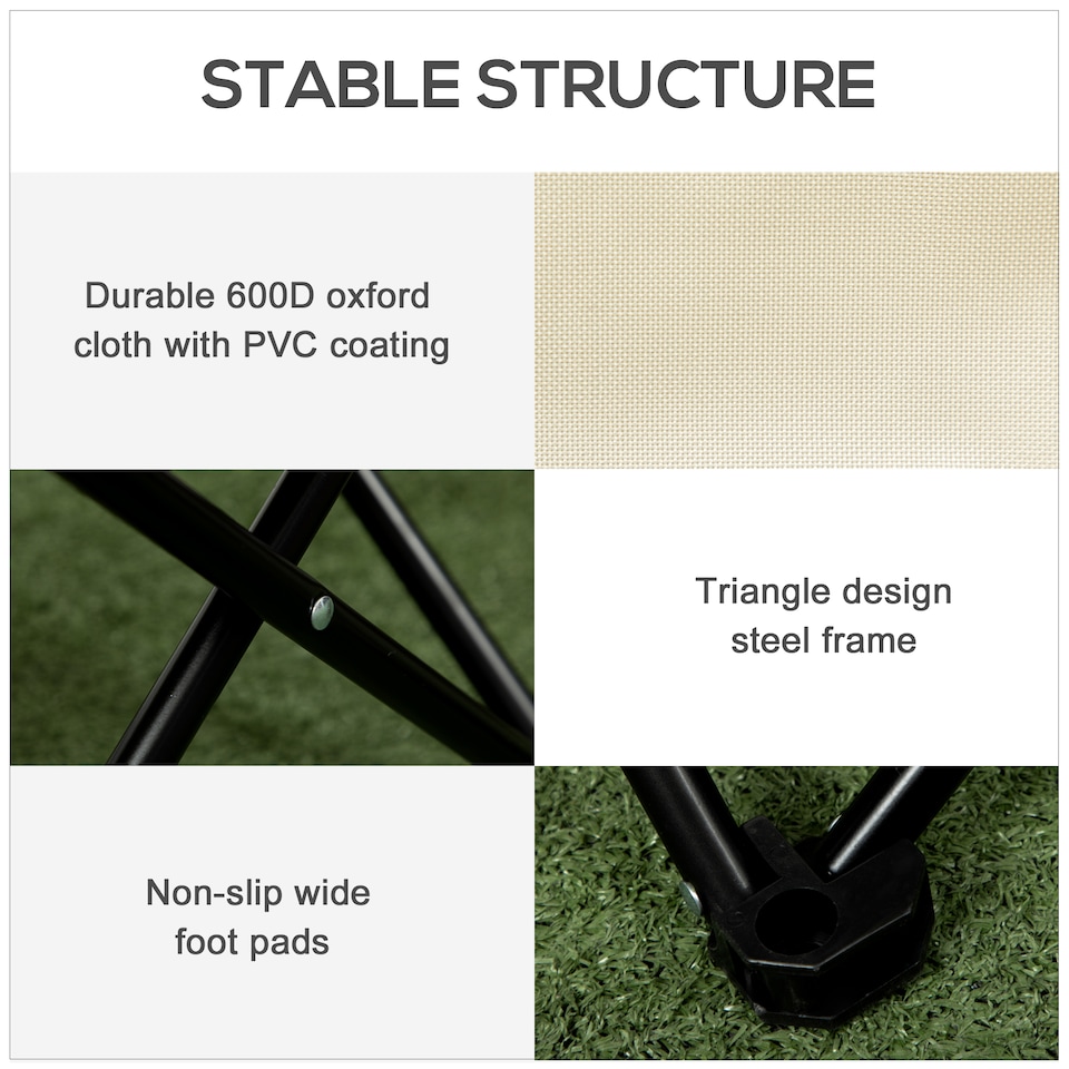 image 1 of Outsunny Camping Chair, Lightweight Folding Chair with Carrying Bag and Storage Pocket, Perfect for Festivals, Fishing, Beach and Hiking, White