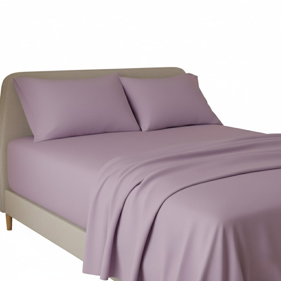 image 1 of Flannelette Flat Sheet Soft Brushed Cotton Bedding for Warmth Comfort | Purple | Lilac | King