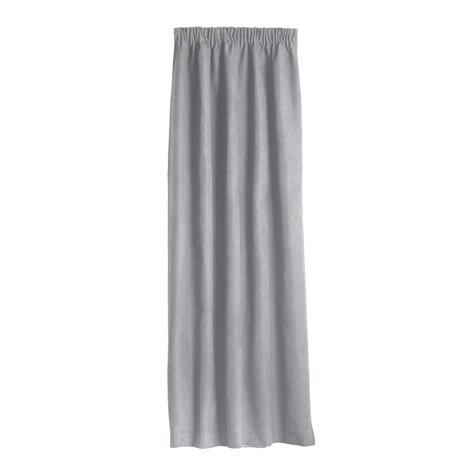 image 1 of Velvet Chenille Thermal Fleece Lined Single Pencil Pleat Taped Top Door Curtain - 137cm x 213cm - Silver