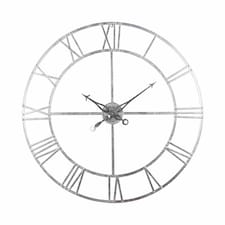 Large Foil Skeleton Wall Clock - Metal - L7 x W102 x H102 cm - Silver Grey