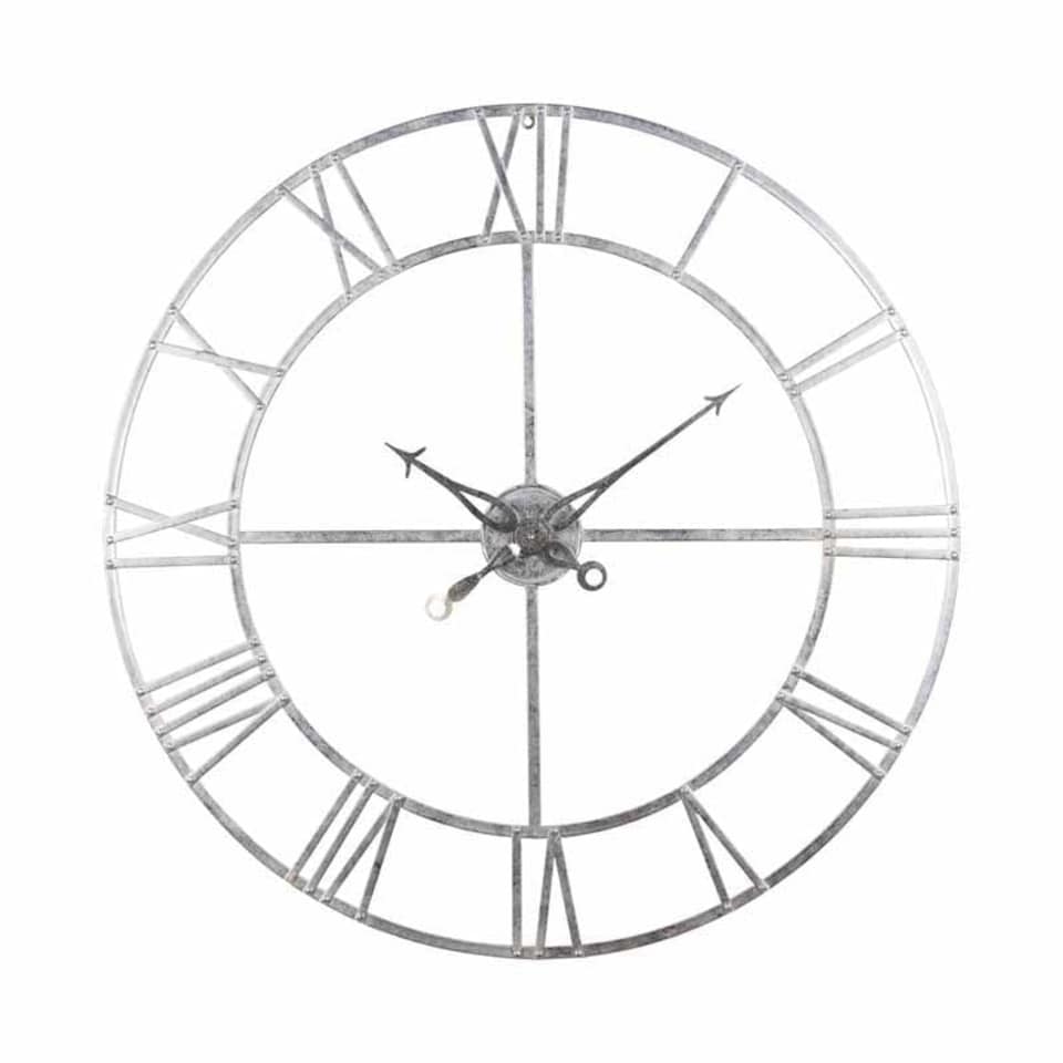 image 1 of Large Foil Skeleton Wall Clock - Metal - L7 x W102 x H102 cm - Silver Grey