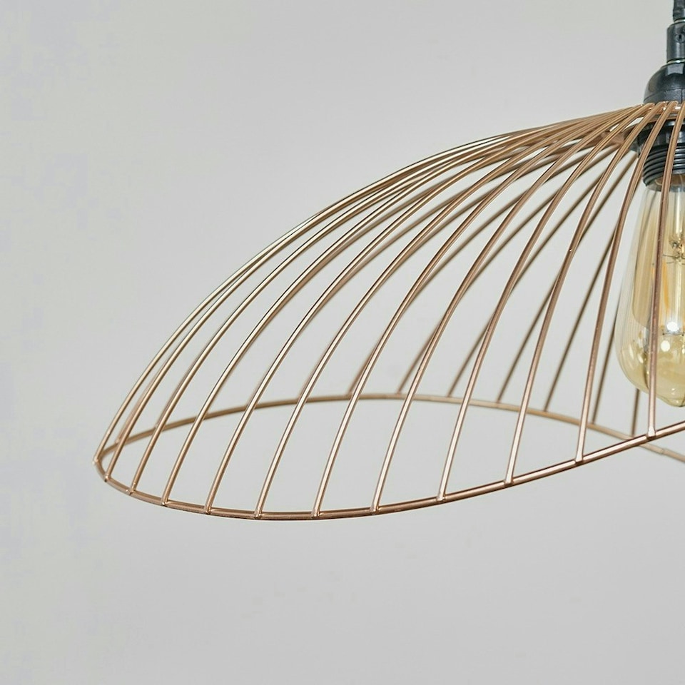 image 1 of ValueLights Wavy Wire Design Easy Fit Ceiling Pendant Light Shade In Copper Metal Finish