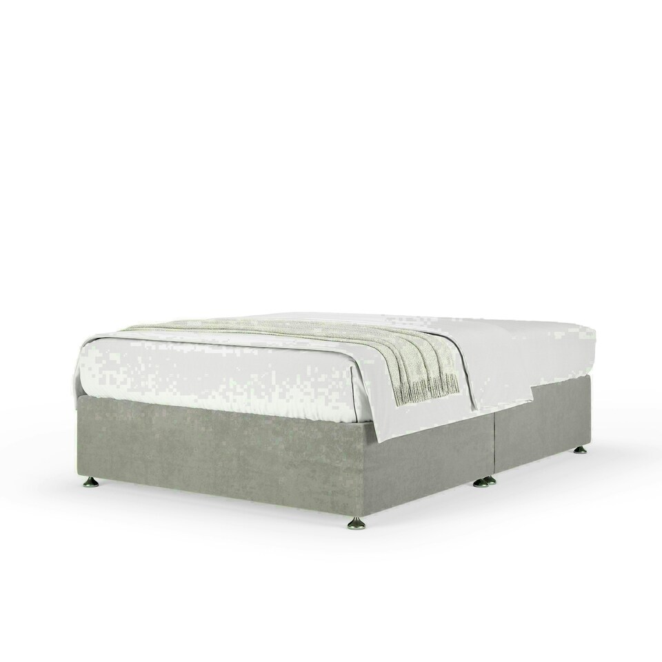 image 1 of Seal Grey Naples Velvet No Drawer Divan Base Super King