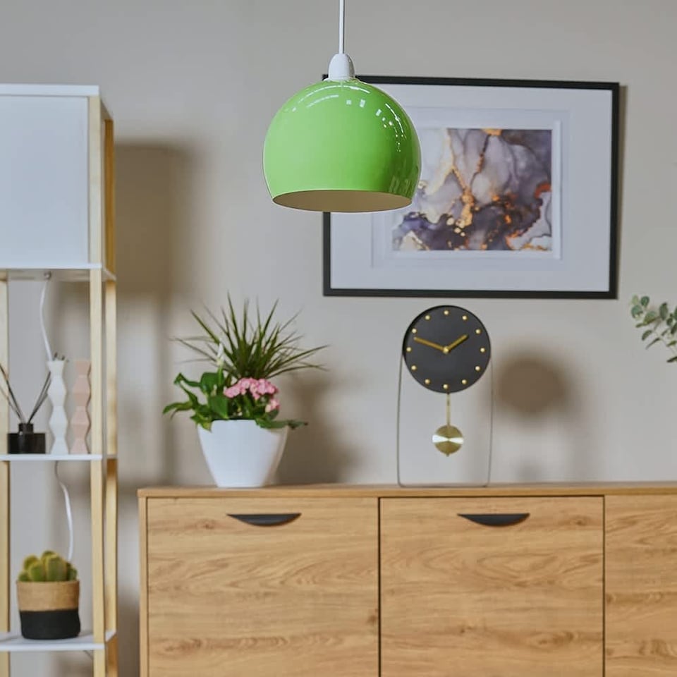 image 1 of ValueLights Mini Arco Green Dome Ceiling Pendant Shade | Green
