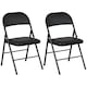 image 1 of HOMCOM 2 Pack Padded Folding Chairs with Cushioned Seat and Metal Frame Black
