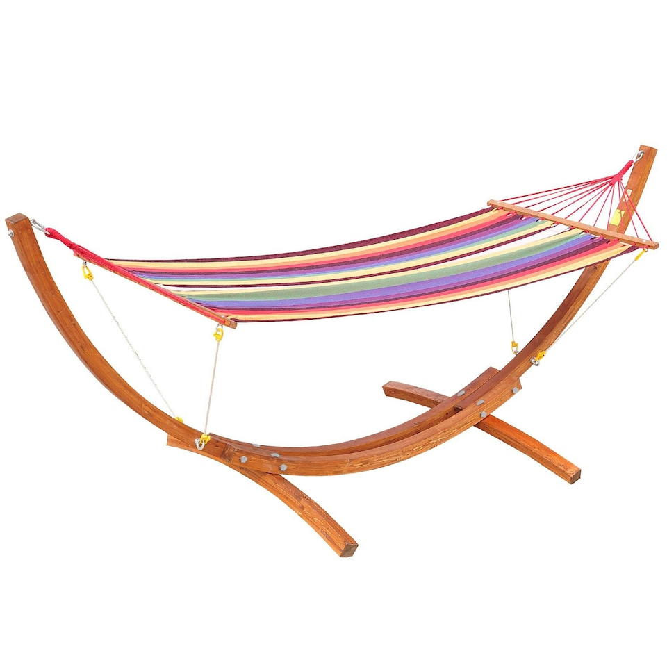 image 1 of Outsunny Wooden Frame Hammock | Hammock With Stand Pink
