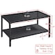 image 3 of Yaheetech Wicker Coffee Table with Tempered Glass Top Black